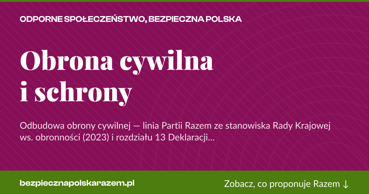 Karta social do udostępnienia: Obrona cywilna i schrony