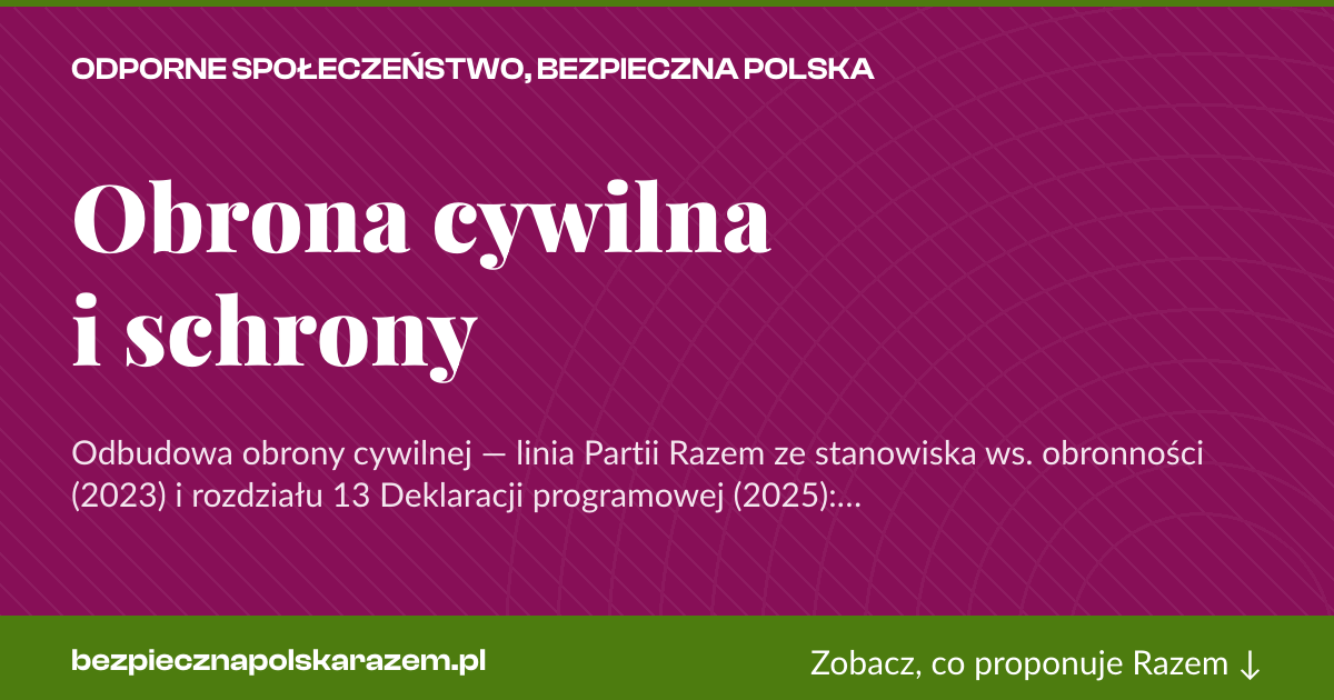 Karta social do udostępnienia: Obrona cywilna i schrony